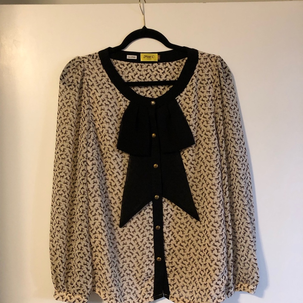 Chic Black and Cream Blouse